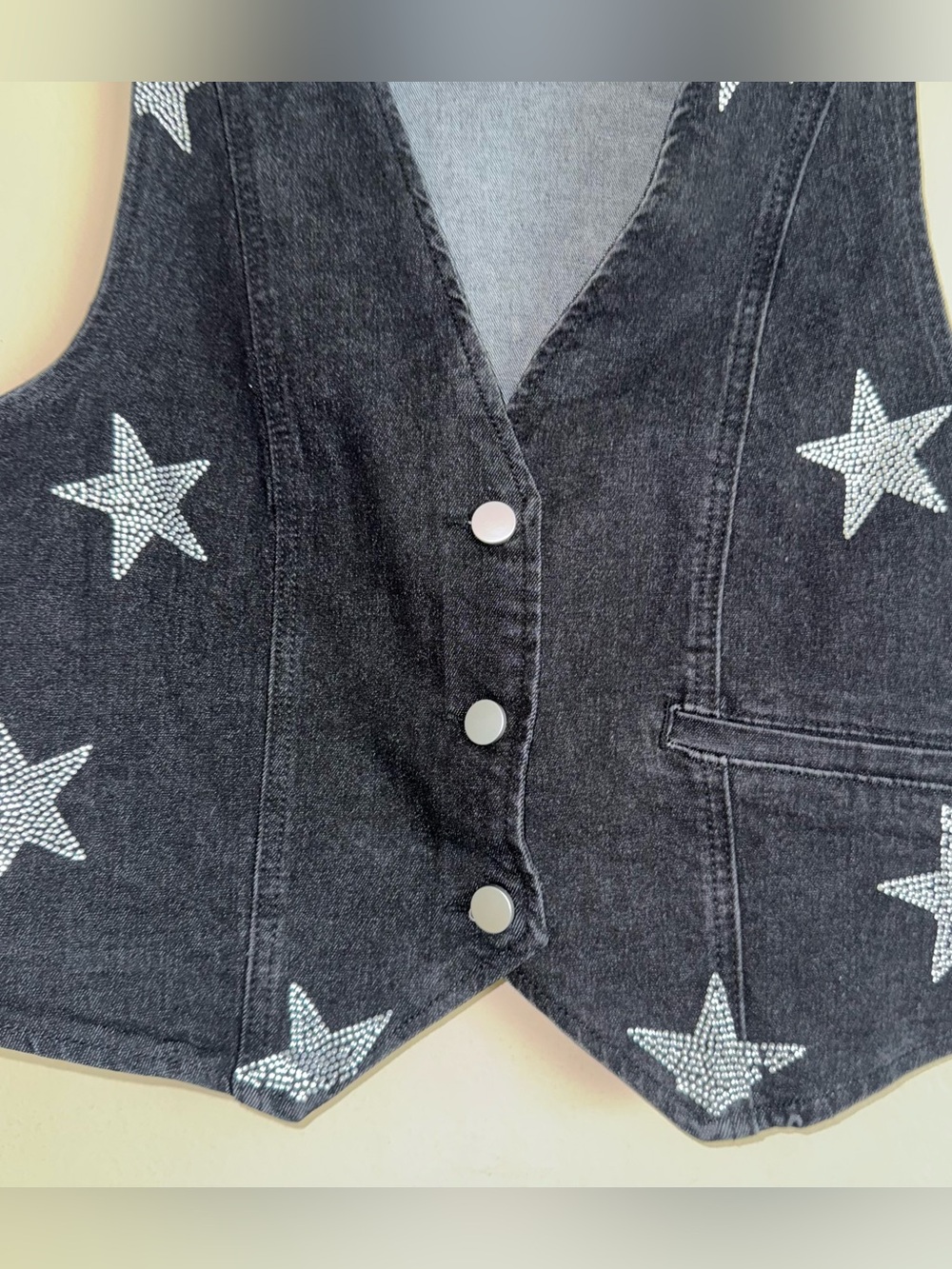 Charlotte Russe Rhinestone Star Accent Cropped Vest Western Nashville Size XL - Picture 2 of 7